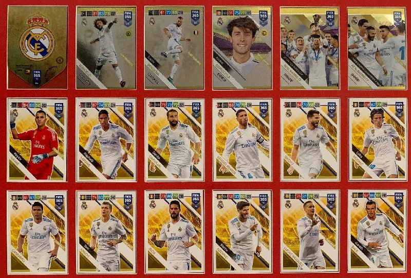 000. REAL MADRID KOMPLETT SETT MED TEAM MATES + 6 GULLKORT FRA PANINI FIFA 2019