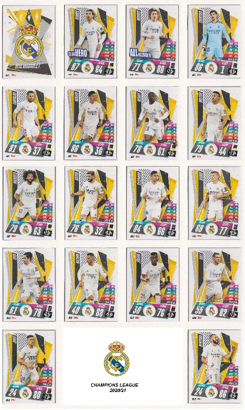 000. REAL MADRID KOMPLETT SETT MED TOPPS CHAMPIONS LEAGUE 2020/21