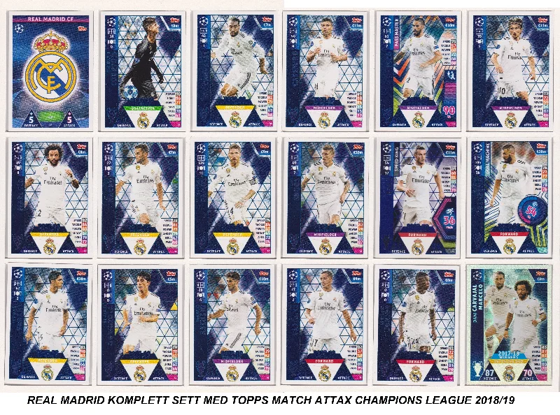 000. REAL MADRID - KOMPLETT SETT MED TOPPS MATCH ATTAX CHAMPIONS LEAGUE 2018/19