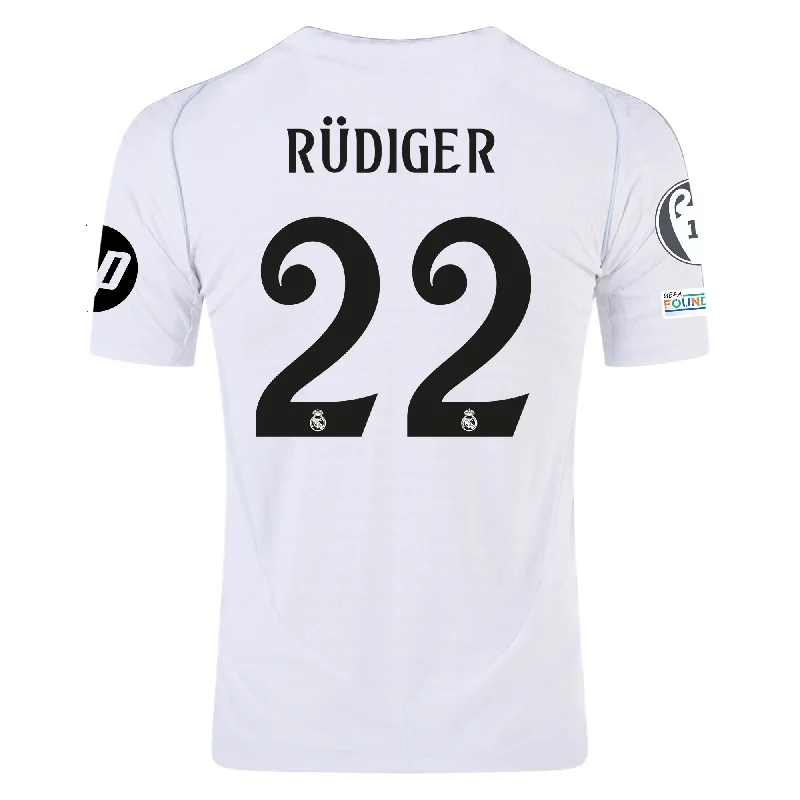 adidas Real Madrid Authentic Antonio Rudiger Home Jersey w/ Champions League Patches 24/25 (White/Black)