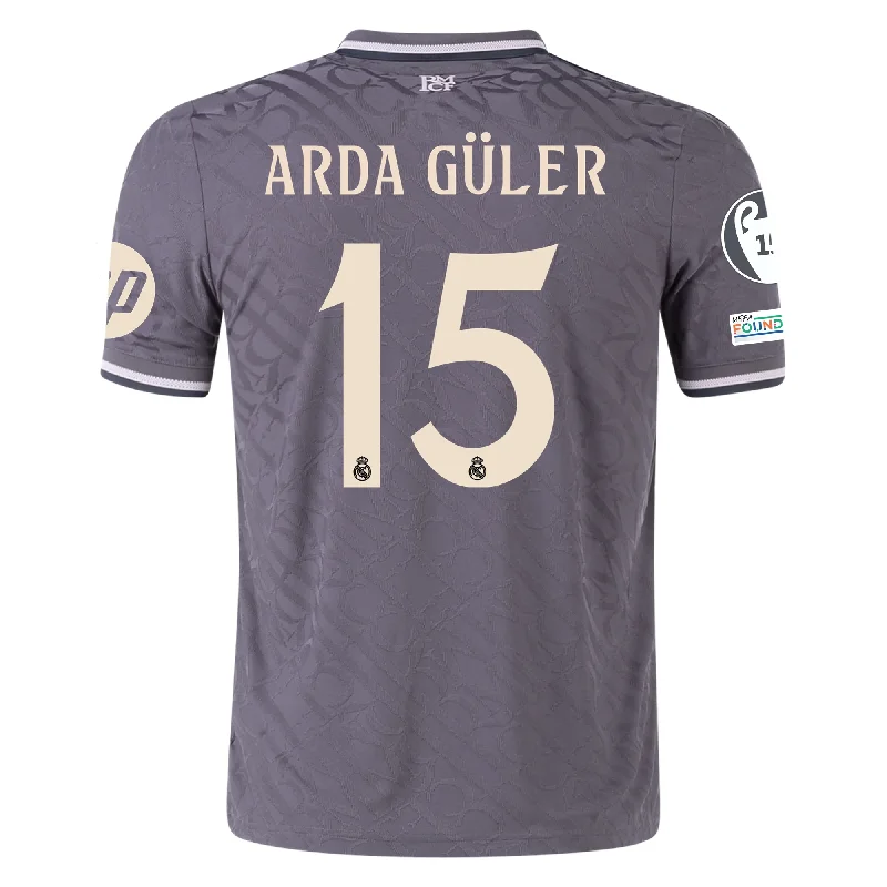 adidas Real Madrid Authentic Arda Guler Third Jersey w/ Champions League Patches 24/25 (Charcoal)