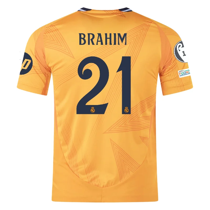 adidas Real Madrid Authentic Brahim Diaz Away Jersey w/ Champions League Patches 24/25 (Crew Orange)