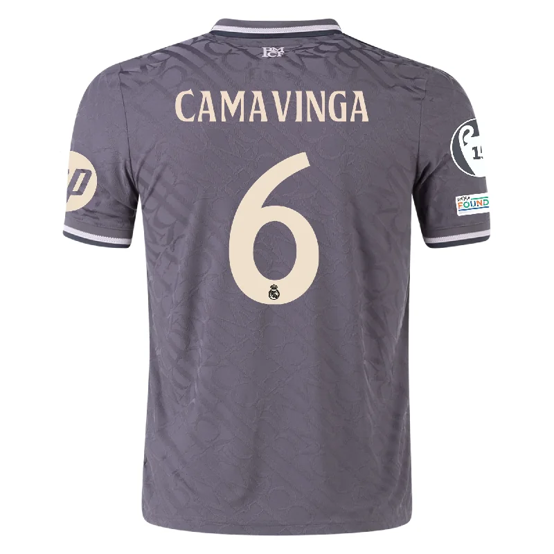 adidas Real Madrid Authentic Eduardo Camavinga Third Jersey w/ Champions League Patches 24/25 (Charcoal)