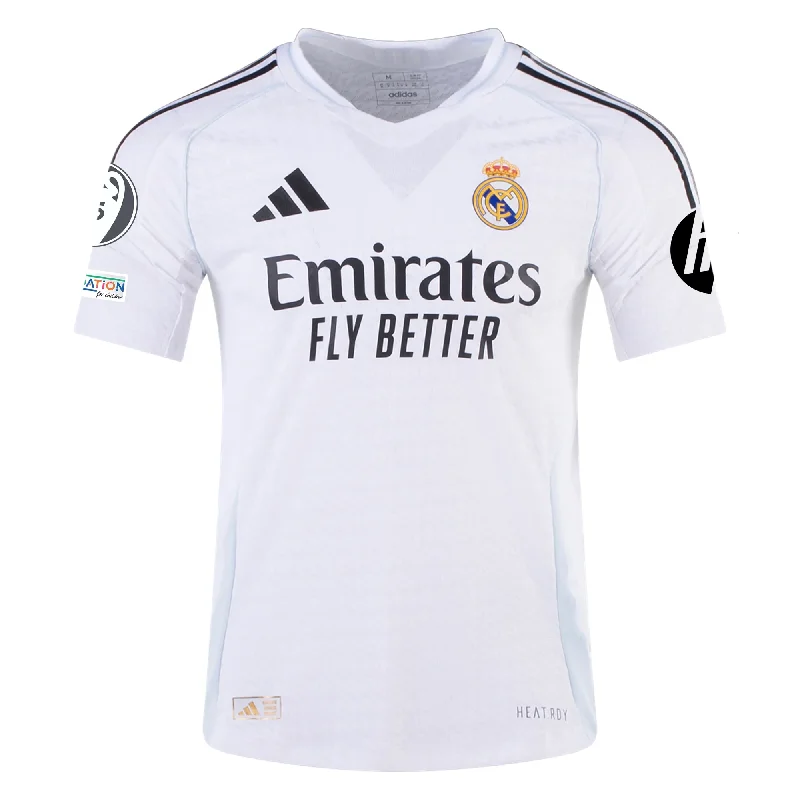 adidas Real Madrid Authentic Home Jersey w/ Champions League Patches 24/25 (White/Black)