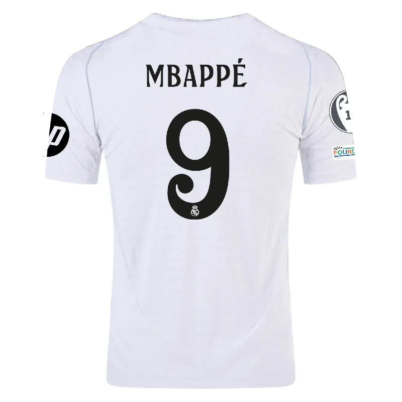 adidas Real Madrid Authentic Kylian Mbappe Home Jersey w/ Champions League Patches 24/25 (White/Black)