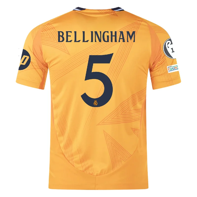 adidas Real Madrid Authentic Jude Bellingham Away Jersey w/ Champions League Patches 24/25 (Crew Orange)