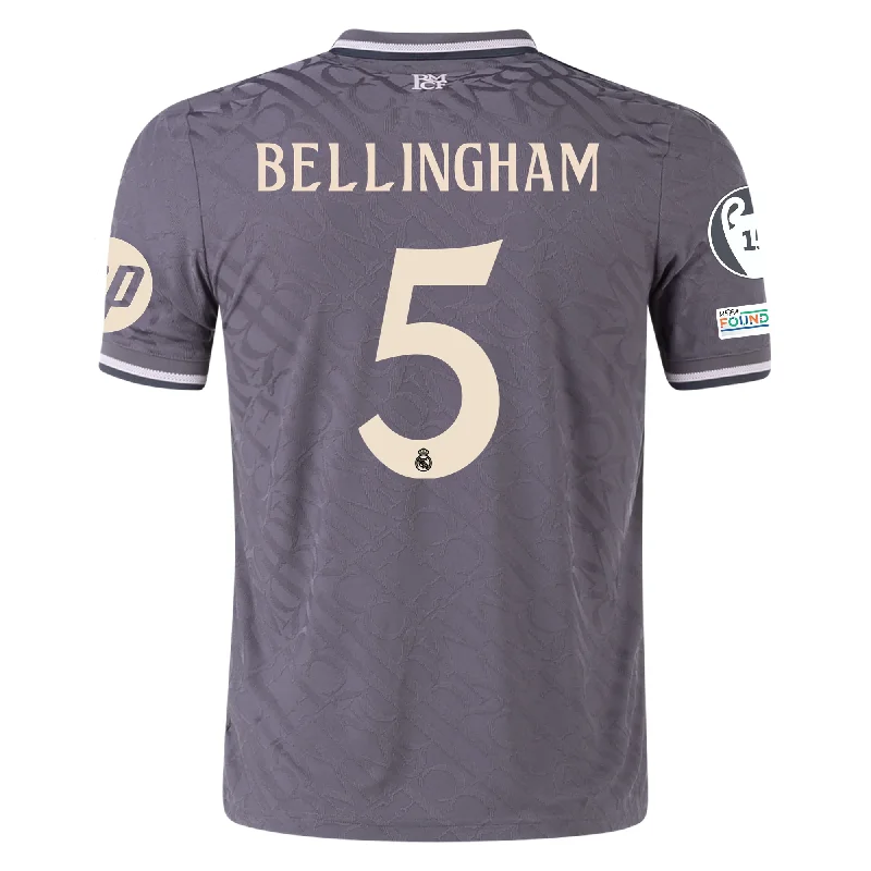 adidas Real Madrid Authentic Jude Bellingham Third Jersey w/ Champions League Patches 24/25 (Charcoal)