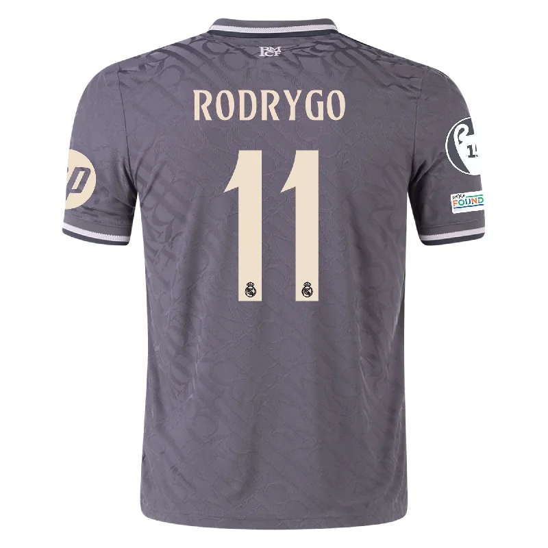 adidas Real Madrid Authentic Rodrygo Third Jersey w/ Champions League Patches 24/25 (Charcoal)