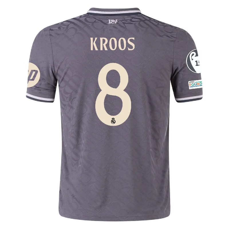 adidas Real Madrid Authentic Toni Kroos Third Jersey w/ Champions League Patches 24/25 (Charcoal)