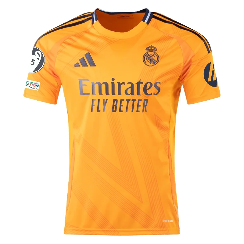 adidas Real Madrid Away Jersey w/ Champions League Patches 24/25 (Crew Orange)