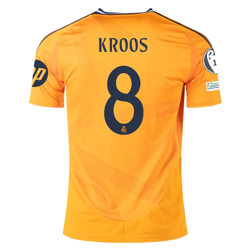 adidas Real Madrid Tony Kroos Away Jersey w/ Champions League Patches 24/25 (Crew Orange)