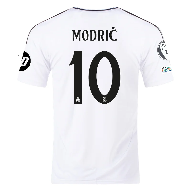 adidas Real Madrid Luka Modric Home Jersey 24/25 w/ Champions League Patches (White/Black)