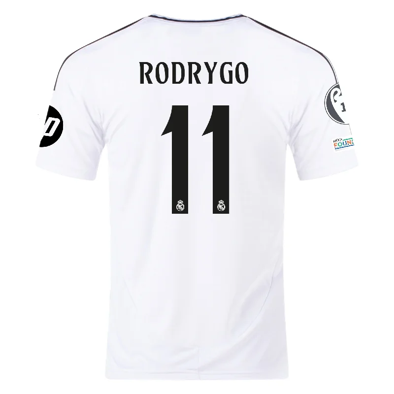 adidas Real Madrid Rodrygo Home Jersey 24/25 w/ Champions League Patches (White/Black) (Copy)