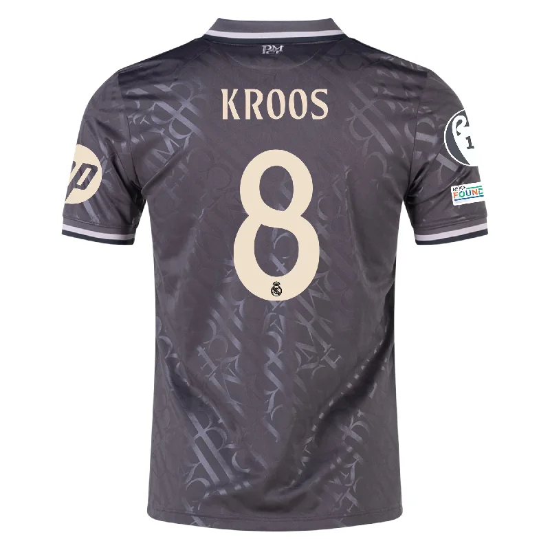 adidas Real Madrid Toni Kroos Third Jersey w/ Champions League Patches + HP Sponsor 24/25 (Charcoal)