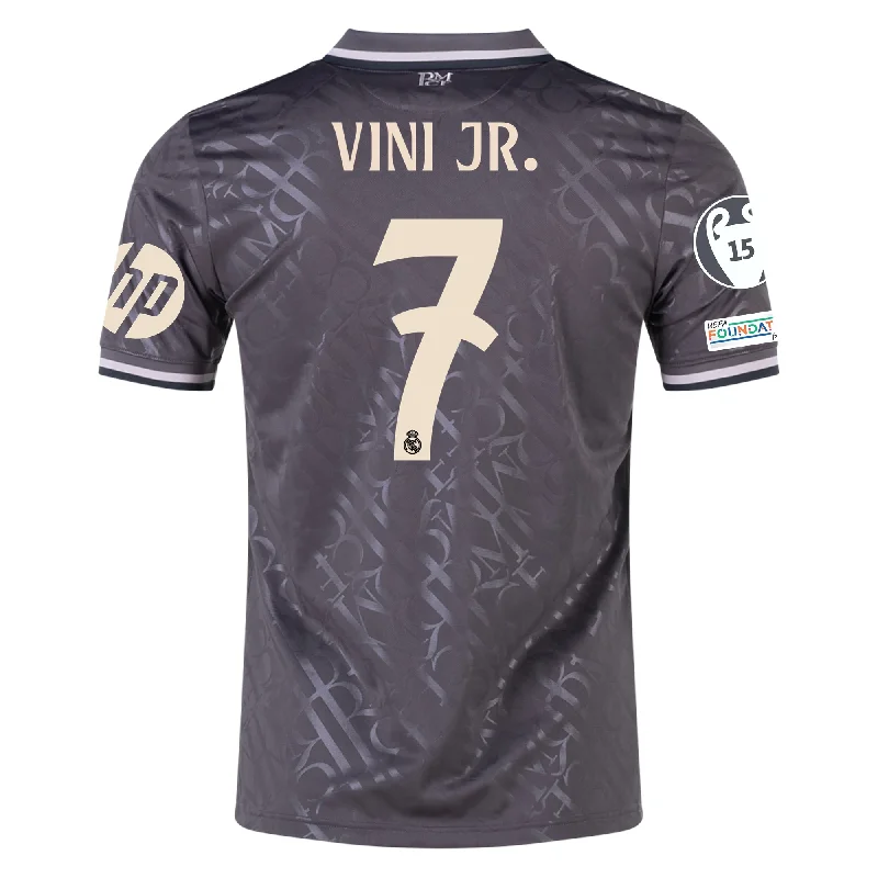 adidas Real Madrid Vini Jr. Third Jersey w/ Champions League Patches + HP Sponsor 24/25 (Charcoal)