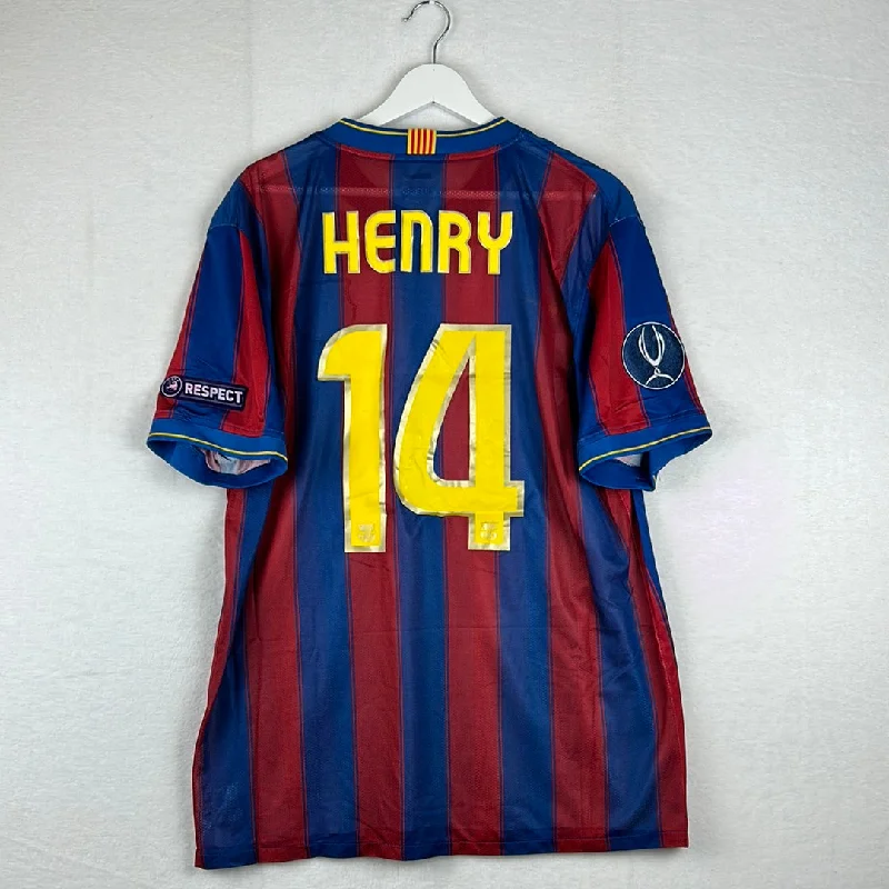 Barcelona 2009/2010 Player Issue Home Shirt - UEFA Super Cup - Henry 14