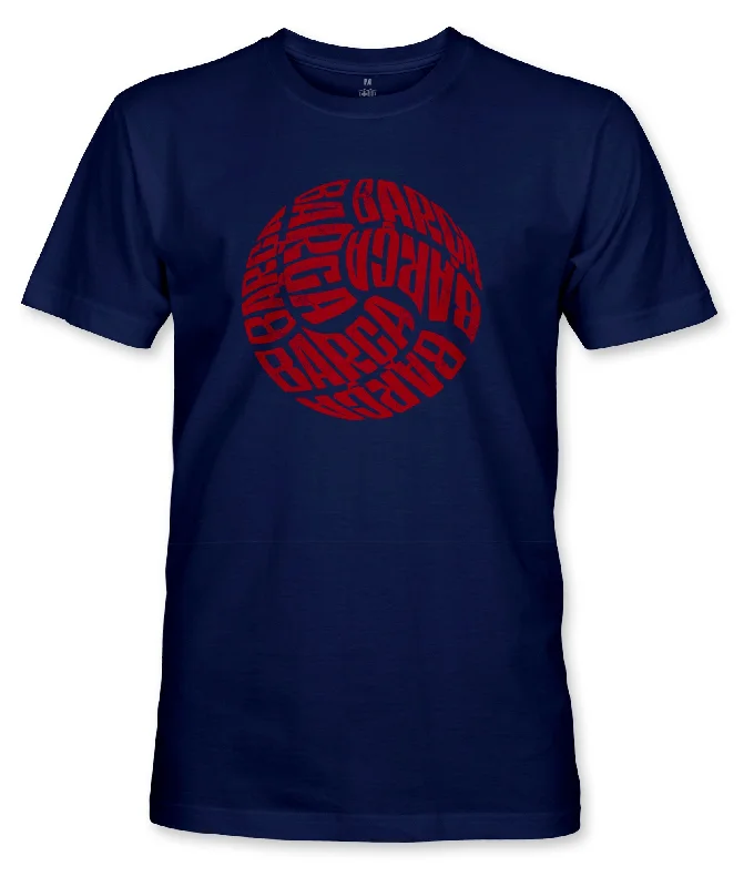 FC Barcelona Barça Ball Lettering Cotton T-Shirt - Navy