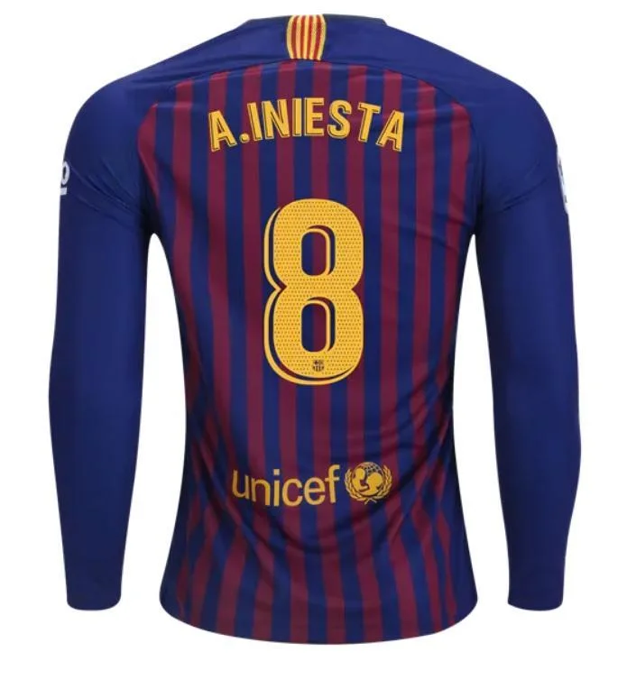 Barcelona Iniesta Long Sleeve Home Jersey 2018/19