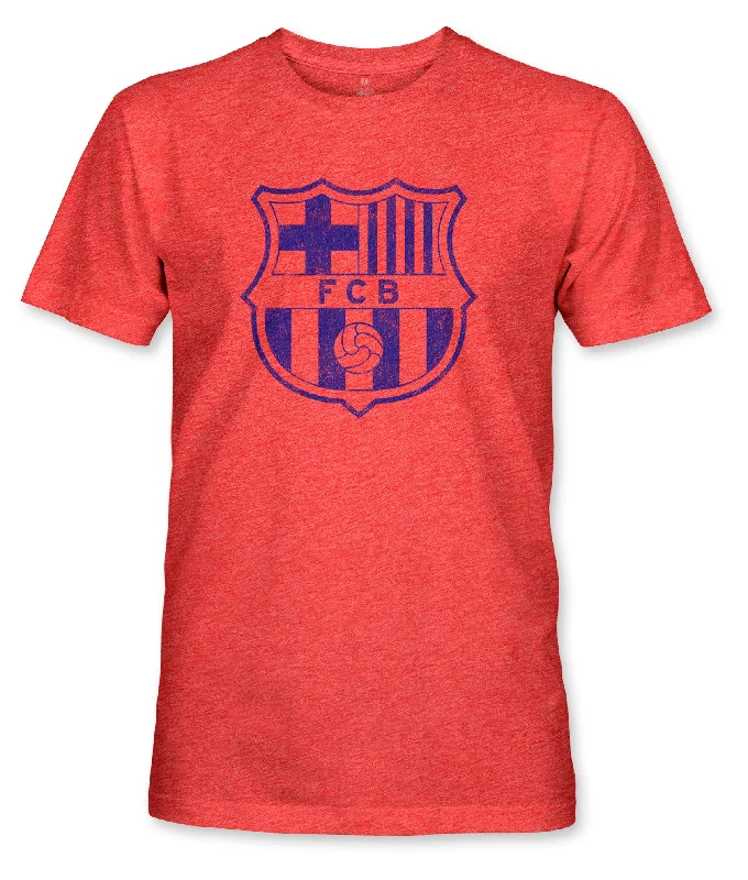 FC Barcelona Mono Badge Vintage Triblend T-Shirt - Red