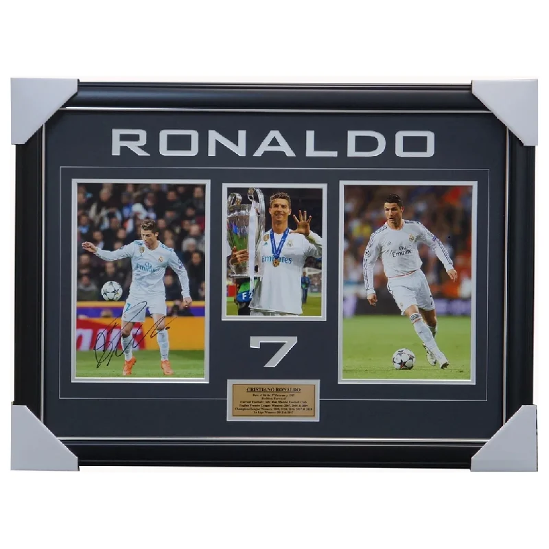 Cristiano Ronaldo Real Madrid Signed Photo Collage Framed - 3194