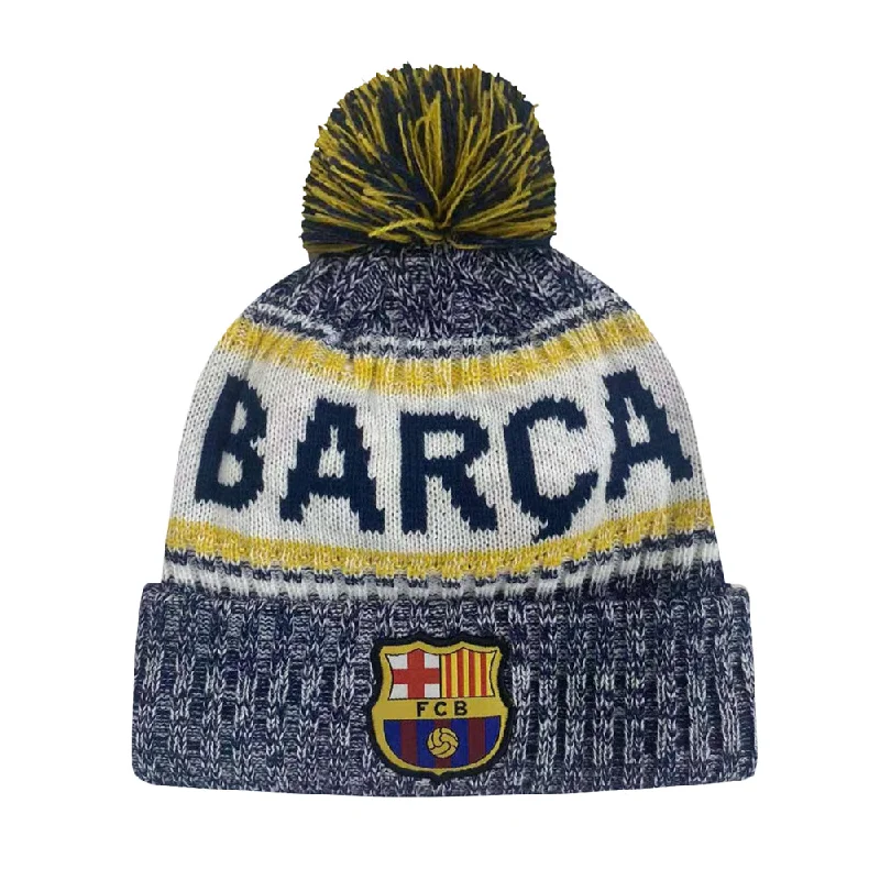 FC Barcelona Adult Pegged Unisex Pom Beanie