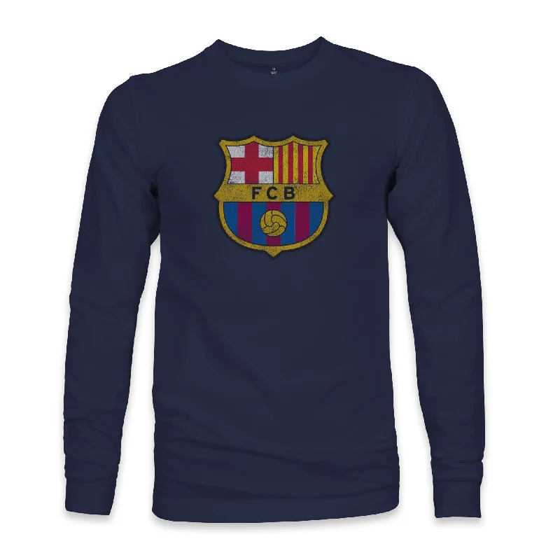 FC Barcelona Color Badge Cotton Long Sleeve T-Shirt - Navy