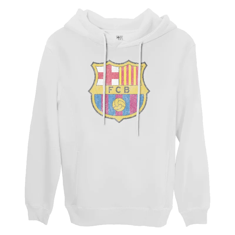 FC Barcelona Color Badge Fleece Pullover Hoodie - White