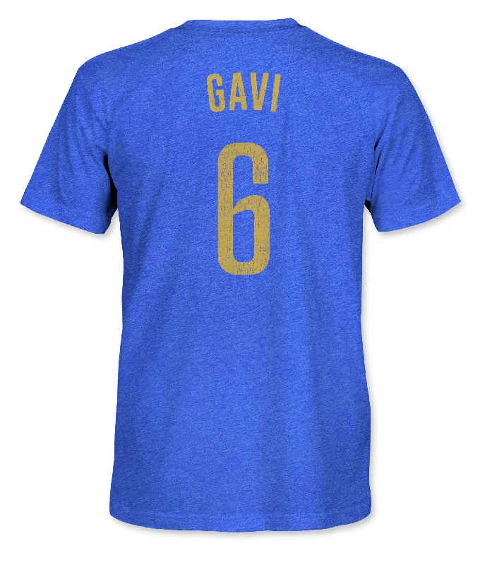 FC Barcelona Gavi Vintage Triblend T-Shirt - Royal Blue