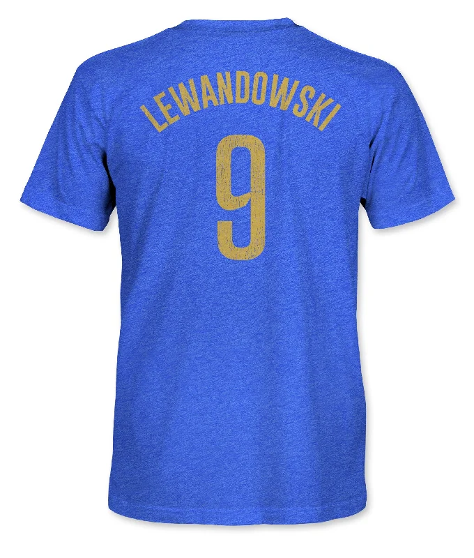 FC Barcelona Robert Lewandowski Vintage Triblend T-Shirt - Royal Blue