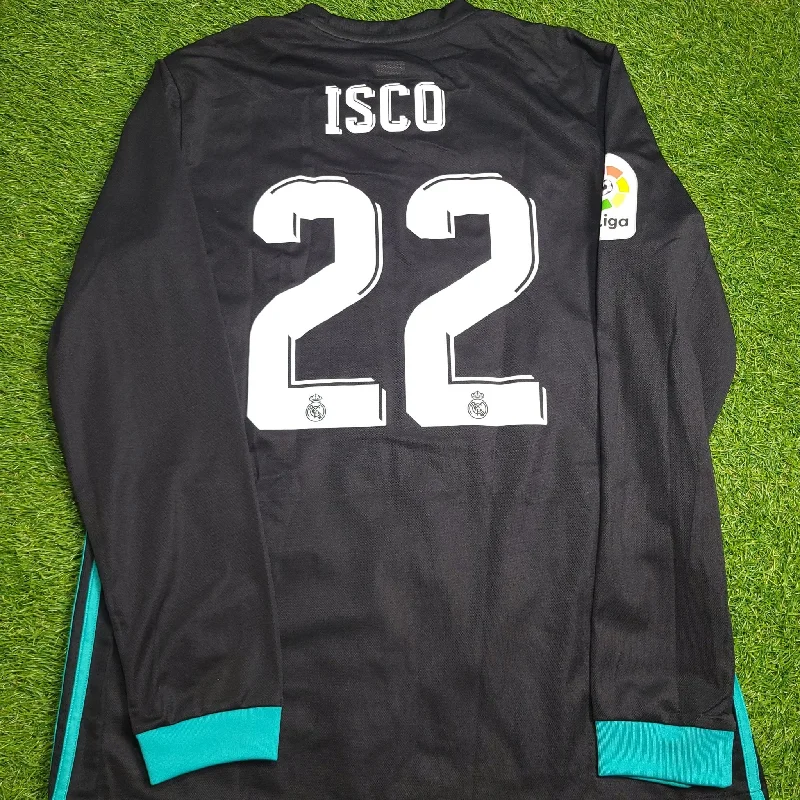 Isco Real Madrid 2017 2018 Long Sleeve Away Soccer Jersey Shirt L SKU# B31088