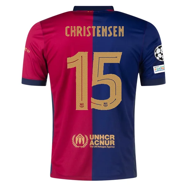 Nike Barcelona Andreas Christensen Home Jersey w/ Champions League Patches 24/25 (Deep Royal/Noble Red/Club Gold)