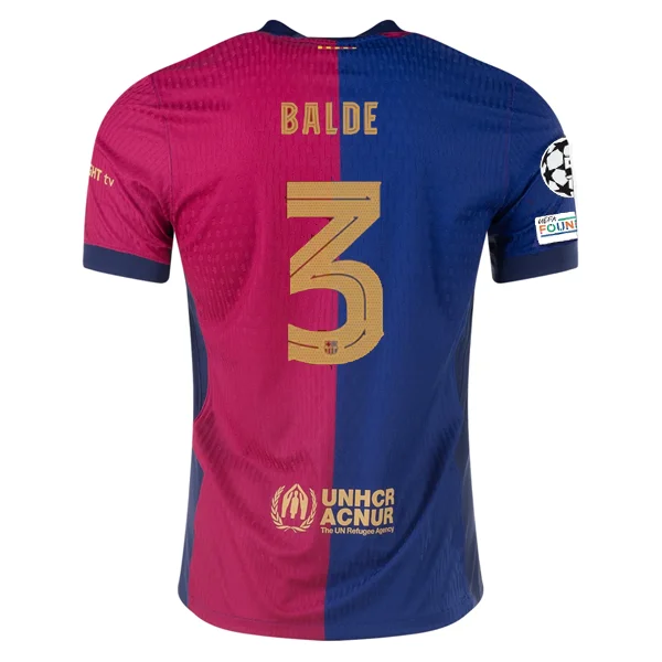 Nike Barcelona Authentic Alejandro Balde Home Jersey w/ Champions League Patches 24/25 (Royal/Nobel Red/Club Gold)