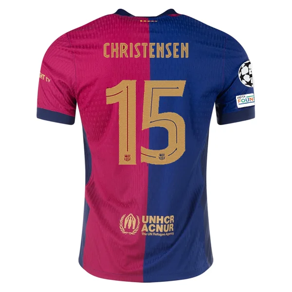 Nike Barcelona Authentic Andreas Christensen Home Jersey w/ Champions League Patches 24/25 (Royal/Nobel Red/Club Gold)