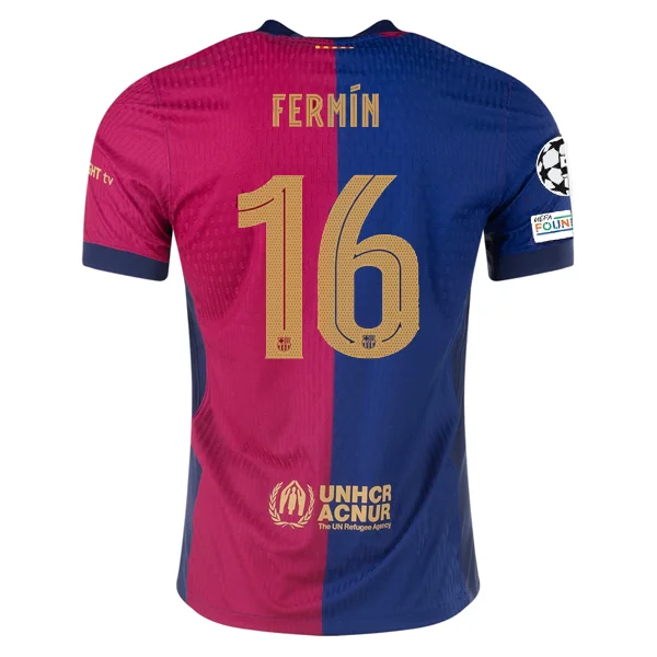 Nike Barcelona Authentic Fermín López Home Jersey w/ Champions League Patches 24/25 (Royal/Nobel Red/Club Gold)