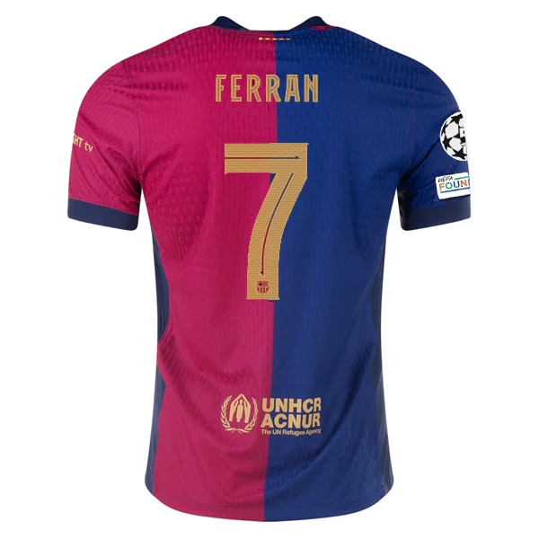 Nike Barcelona Authentic Ferran Torres Home Jersey w/ Champions League Patches 24/25 (Royal/Nobel Red/Club Gold)