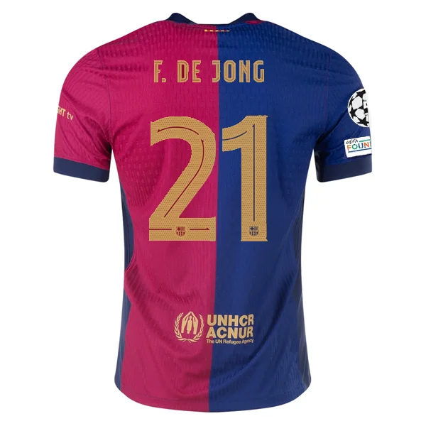 Nike Barcelona Authentic Frenkie De Jong Home Jersey w/ Champions League Patches 24/25 (Royal/Nobel Red/Club Gold)