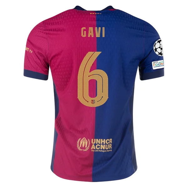 Nike Barcelona Authentic Gavi Home Jersey w/ Champions League Patches 24/25 (Royal/Nobel Red/Club Gold)