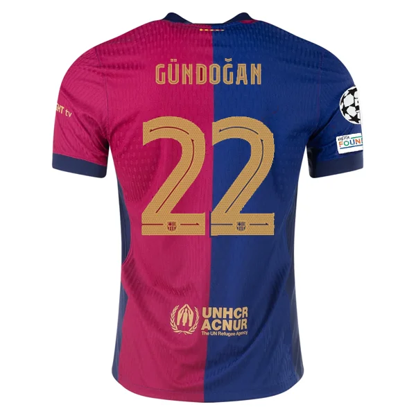 Nike Barcelona Authentic İlkay Gündoğan Home Jersey w/ Champions League Patches 24/25 (Royal/Nobel Red/Club Gold)