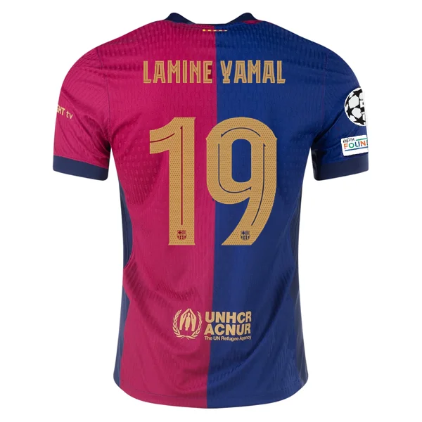 Nike Barcelona Authentic Lamine Yamal Home Jersey w/ Champions League Patches 24/25 (Royal/Nobel Red/Club Gold)