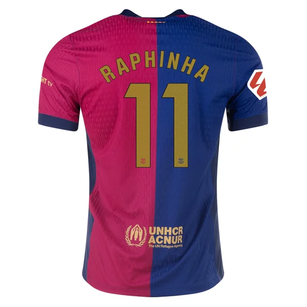 Nike Barcelona Authentic Raphinha Home Jersey w/ La Liga Patch 24/25 (Royal/Nobel Red/Club Gold)