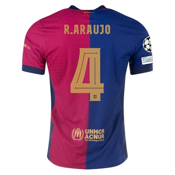 Nike Barcelona Authentic Ronald Araujo Home Jersey w/ Champions League Patches 24/25 (Royal/Nobel Red/Club Gold)