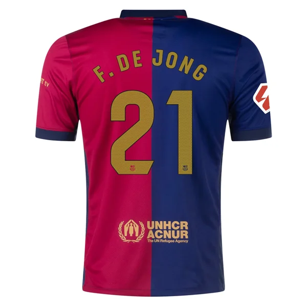 Nike Barcelona Frenkie De Jong Home Jersey w/ La Liga Patch 24/25 (Deep Royal/Noble Red/Club Gold)