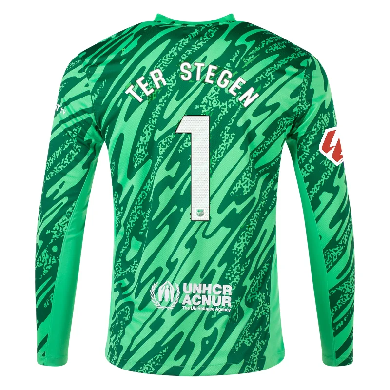 Nike Barcelona Goalkeeper Marc Andre Ter Stegen Jersey w/ La Liga Patch 24/25 (Green Spark/Pine Green/White)