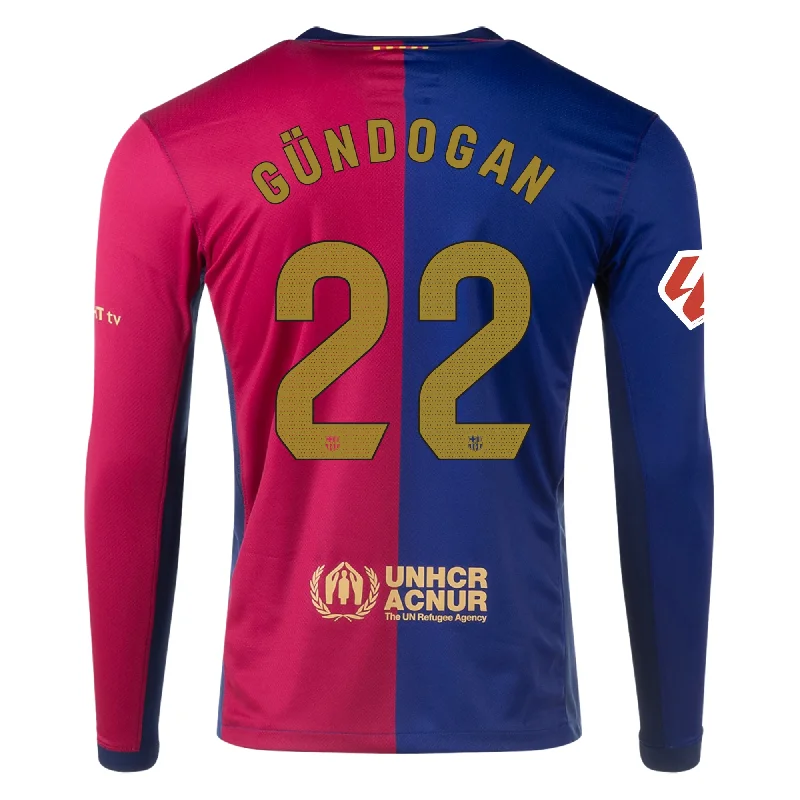 Nike Barcelona Ilkay Gundogan Home Long Sleeve Jersey w/ La Liga Patch 24/25 (Royal/Nobel Red/Club Gold)