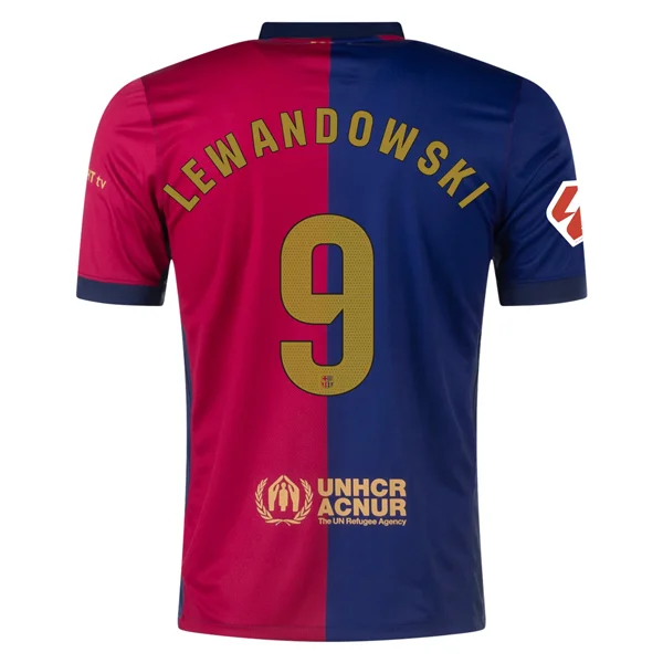 Nike Barcelona Robert Lewandowski Home Jersey w/ La Liga Patch 24/25 (Deep Royal/Noble Red/Club Gold)