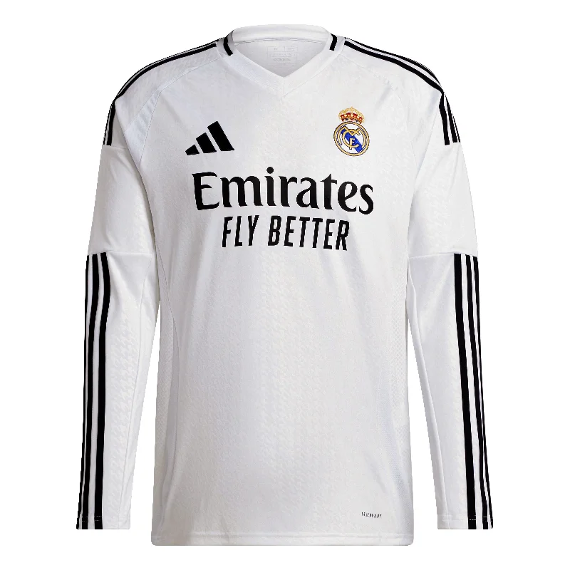 Real Madrid La Liga Adidas Men's White 2024/25 Replica Long Sleeve Jersey