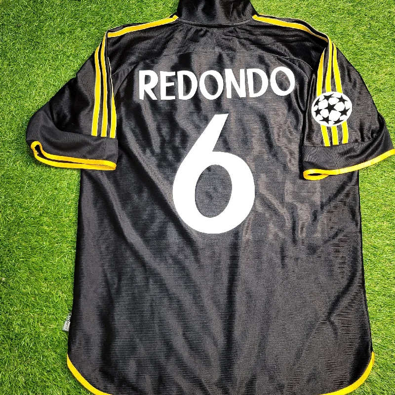 Redondo Real Madrid Black Away UEFA FINAL 1999 2000 Soccer Jersey M SKU# 627113 ASR001/02