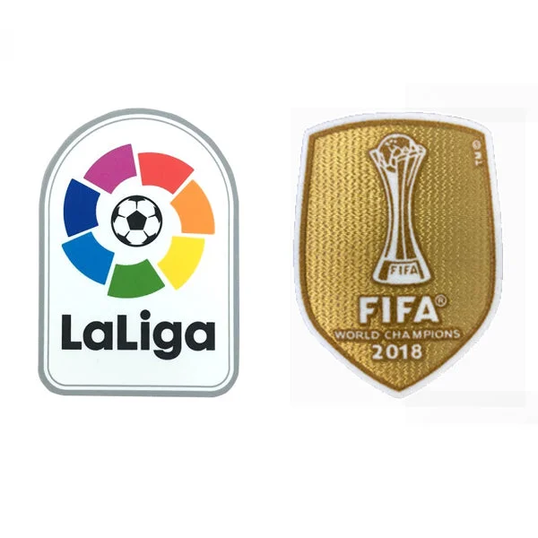 Spanish La Liga Sleeve 2019 Patch + FIFA 2018 Champion Patch (White)