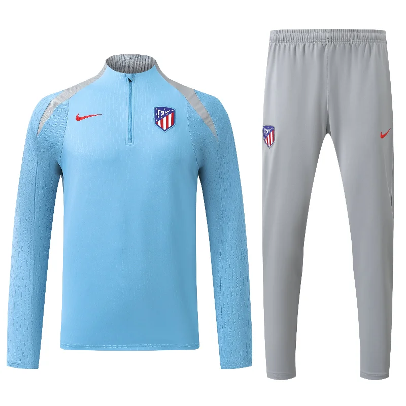 Atlético Madrid 2024-25 Grey and Blue Half-zip Training Tracksuit Set