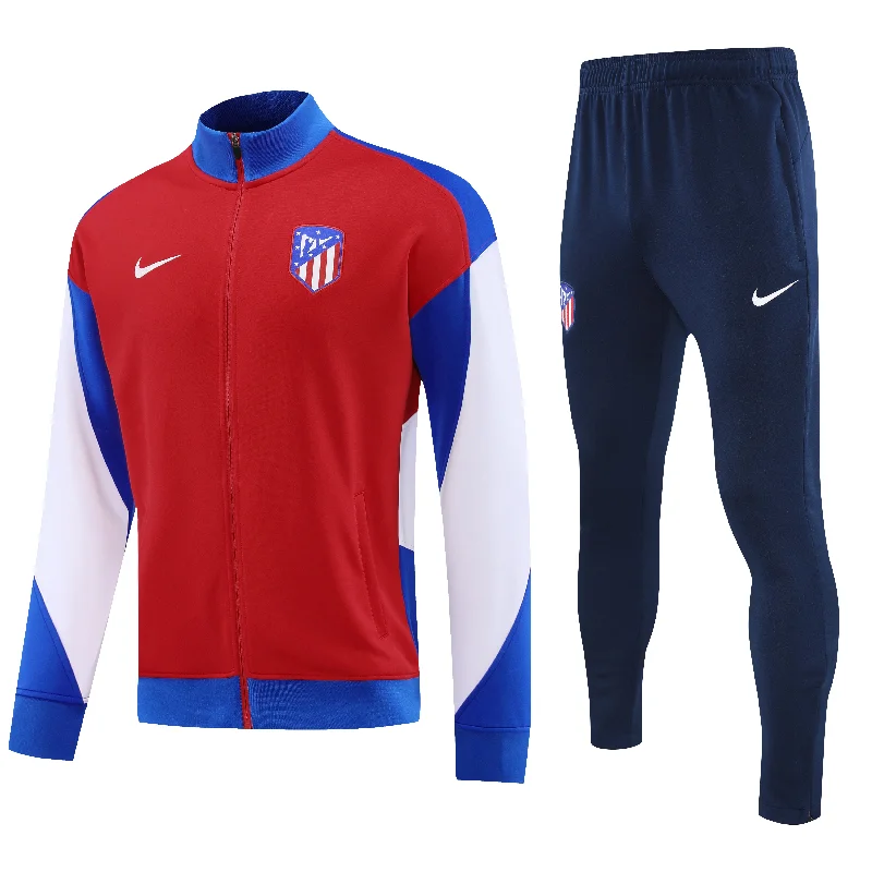 Atlético Madrid 2024-25 Red and White Full-zip Tracksuit Set